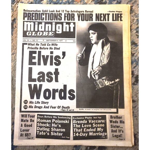 Vintage Lot of 3 Elvis Tabloid Magazines, 2 Enquirers and‎ 1 Midnight Globe - Picture 5 of 5